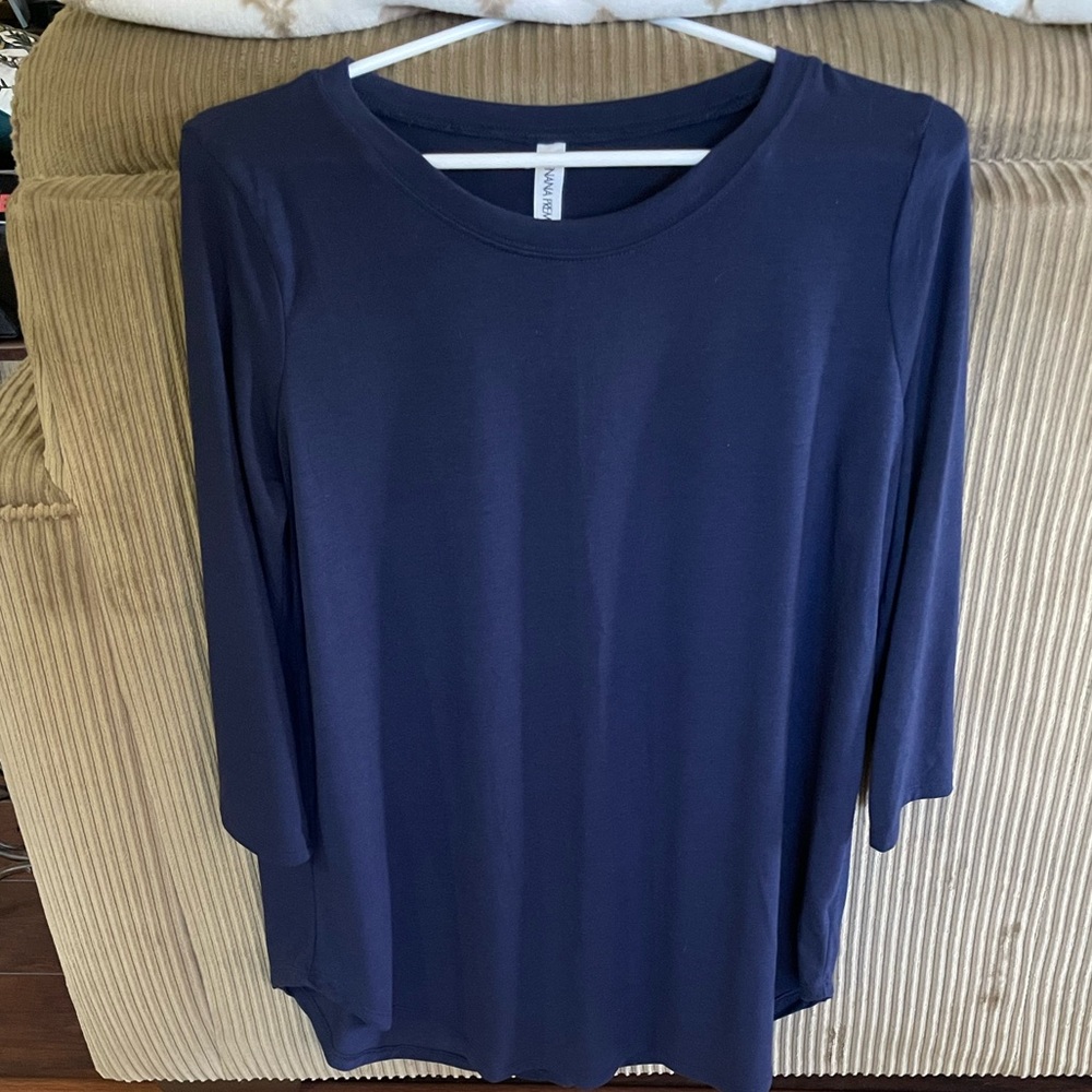 Zenana Outfitters Deep Blue 3/4 Sleeve Top New Medium